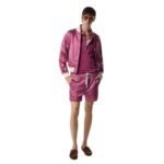 TOM FORD SHINY RAYON SATIN BOMBER WITH CONTRAST PIPING FUXIA