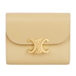 CELINE SMALL FLAP WALLET TRIOMPHE IN SHINY CALFSKIN OAT BEIGE