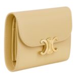 CELINE SMALL FLAP WALLET TRIOMPHE IN SHINY CALFSKIN SPRING YELLOW