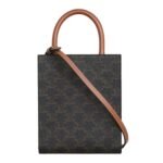 CELINE MINI VERTICAL CABAS IN TRIOMPHE CANVAS WITH CELINE PRINT TAN