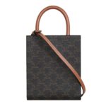 CELINE MINI VERTICAL CABAS IN TRIOMPHE CANVAS WITH PRINT TAN