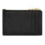 CELINE ZIPPED CARD HOLDER TRIOMPHE CHARMS IN GRAINED CALFSKIN BLACK