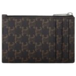 CELINE ZIPPED CARD HOLDER IN TRIOMPHE CANVAS AND LAMBSKIN TAN