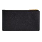 CELINE ZIPPED COMPACT CARD HOLDER ESSENTIALS IN GRAINED CALFSKIN BLACK