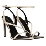 CELINE AVA TRIOMPHE STILETTO SANDAL IN PATENT CALFSKIN MILK