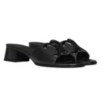 CELINE CLEMENCE MULE IN LAMBSKIN AND PATENT CALFSKIN BLACK