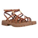 CELINE CLEA TRIOMPHE STRAPPY SANDAL IN CALFSKIN VEGETAL TANNING TAN