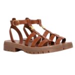 CELINE CLEA TRIOMPHE GLADIATOR SANDAL IN CALFSKIN VEGETAL TANNING TAN