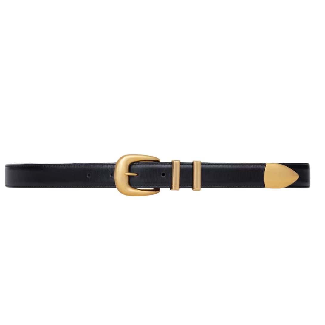6 CELINE MEDIUM WESTERN BELT IN TAURILLON LEATHER BLACK