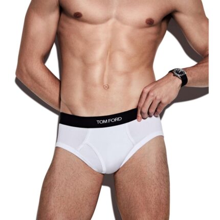 TOM FORD COTTON MODAL BRIEFS WHITE
