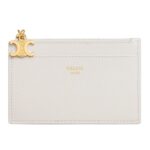 CELINE ZIPPED CARD HOLDER TRIOMPHE CHARMS IN SHINY CALFSKIN BLACK