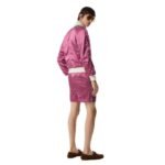 TOM FORD SHINY RAYON SATIN BOMBER WITH CONTRAST PIPING FUXIA