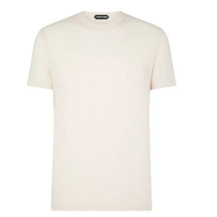 TOM FORD COTTON BLEND MELANGE CREW NECK T SHIRT IVORY