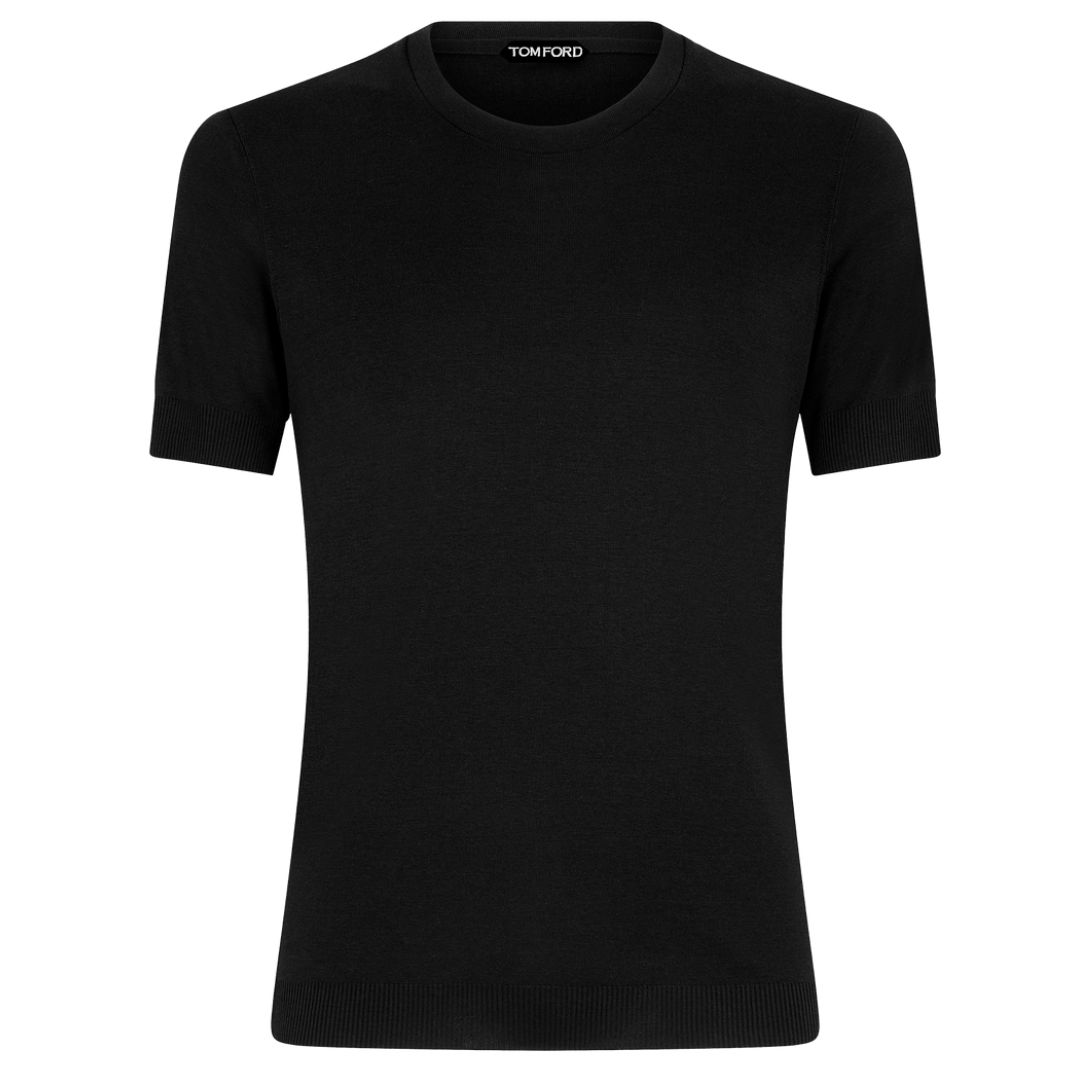 6 TOM FORD PLACED RIB CREW NECK BLACK