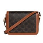 CELINE TEEN TRIOMPHE BAG IN CANVAS AND CALFSKIN TAN