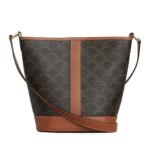 CELINE SMALL BUCKET IN TRIOMPHE CANVAS AND CALFSKIN TAN
