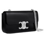 CELINE CHAIN SHOULDER BAG CLAUDE IN SHINY CALFSKIN BLACK