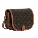 CELINE MEDIUM FOLCO BAG IN TRIOMPHE CANVAS AND CALFSKIN TAN