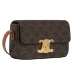 CELINE SHOULDER BAG CLAUDE IN TRIOMPHE CANVAS AND CALFSKIN TAN