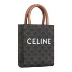 CELINE MINI VERTICAL CABAS IN TRIOMPHE CANVAS WITH CELINE PRINT TAN