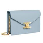 CELINE WALLET ON CHAIN MARGO IN SHINY CALFSKIN ICE BLUE