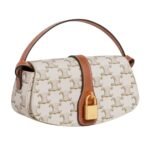 CELINE CLUTCH ON STRAP TABOU IN TRIOMPHE CANVAS AND CALFSKIN WHITE-TAN