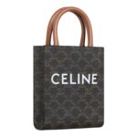 CELINE MINI VERTICAL CABAS IN TRIOMPHE CANVAS WITH PRINT TAN
