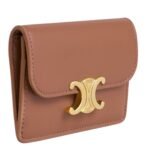 CELINE CARD HOLDER WITH FLAP TRIOMPHE IN SHINY CALFSKIN BRONZE
