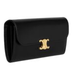 CELINE LARGE WALLET TRIOMPHE IN SHINY CALFSKIN BLACK