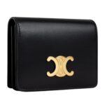 CELINE TRIOMPHE BUSINESS CARD HOLDER IN SHINY CALFSKIN BLACK
