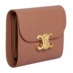 CELINE SMALL FLAP WALLET TRIOMPHE IN SHINY CALFSKIN BRONZE