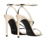CELINE AVA TRIOMPHE STILETTO SANDAL IN PATENT CALFSKIN MILK