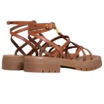 CELINE CLEA TRIOMPHE STRAPPY SANDAL IN CALFSKIN VEGETAL TANNING TAN
