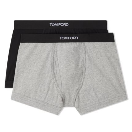 TOM FORD COTTON BOXER BRIEFS TWO PACK BLACK