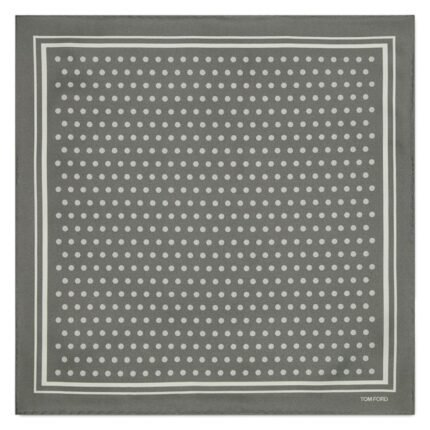 TOM FORD POLKA DOT SQUARE DESIGN POCKET SQUARE GREY
