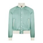 TOM FORD SHINY RAYON SATIN BOMBER WITH CONTRAST PIPING CHAMPAGNE