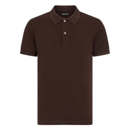 TOM FORD TENNIS PIQUET POLO DEEP BROWN