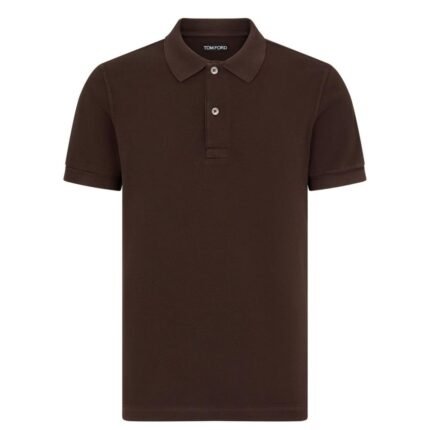 TOM FORD TENNIS PIQUET POLO DEEP BROWN