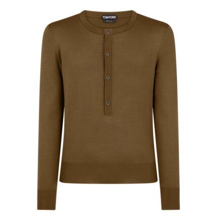 TOM FORD SILK VANISE HENLEY DARK OLIVE
