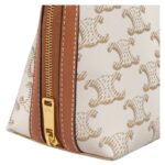 CELINE CLUTCH WITH CHAIN IN TRIOMPHE CANVAS AND LAMBSKIN WHITE-TAN