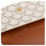 CELINE CLUTCH ON STRAP TABOU IN TRIOMPHE CANVAS AND CALFSKIN WHITE-TAN