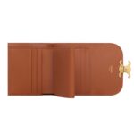CELINE SMALL FLAP WALLET TRIOMPHE IN TRIOMPHE CANVAS WHITE-TAN