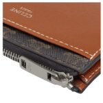CELINE ZIPPED CARD HOLDER IN TRIOMPHE CANVAS AND LAMBSKIN TAN
