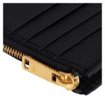 CELINE ZIPPED COMPACT CARD HOLDER ESSENTIALS IN GRAINED CALFSKIN BLACK