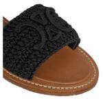 CELINE LYMPIA SANDAL IN TRIOMPHE MACCRAMÉ COTTON AND CALFSKIN BLACK