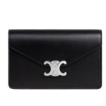 CELINE WALLET ON CHAIN MARGO IN SHINY CALFSKIN GLAZED BROWN