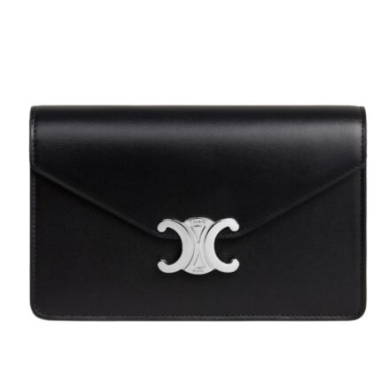 CELINE WALLET ON CHAIN MARGO IN SHINY CALFSKIN BLACK