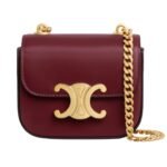 CELINE MINI CHAIN CLAUDE IN SHINY CALFSKIN LIGHT BURGUNDY