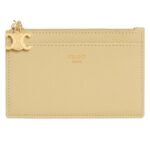 CELINE ZIPPED CARD HOLDER TRIOMPHE CHARMS IN GRAINED CALFSKIN BLACK