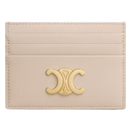 CELINE CARD HOLDER TRIOMPHE IN SHINY CALFSKIN CAPPUCCINO